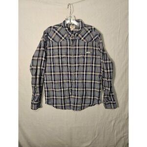 Mens Lucky Brand Pearl Snap  Country Western Casual Long Sleeves Size Large 1013